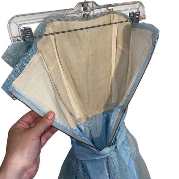 Vintage 50s Fit Flare Ice Blue tea length gown dress princess cinderella costume - Picture 9 of 12